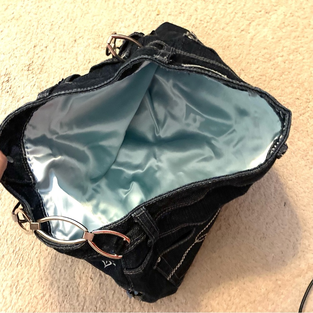 Justice Blue Denim Metallic Sequin Shoulder Purse Bag - Picture 4 of 6